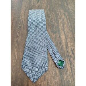 Lauren Ralph Lauren 100% Silk Hand Made in USA Tie Geometric Blue/Khaki